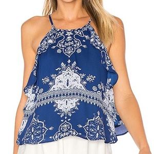Lovers + Friends Tropics Top in Blue Temple Scarf